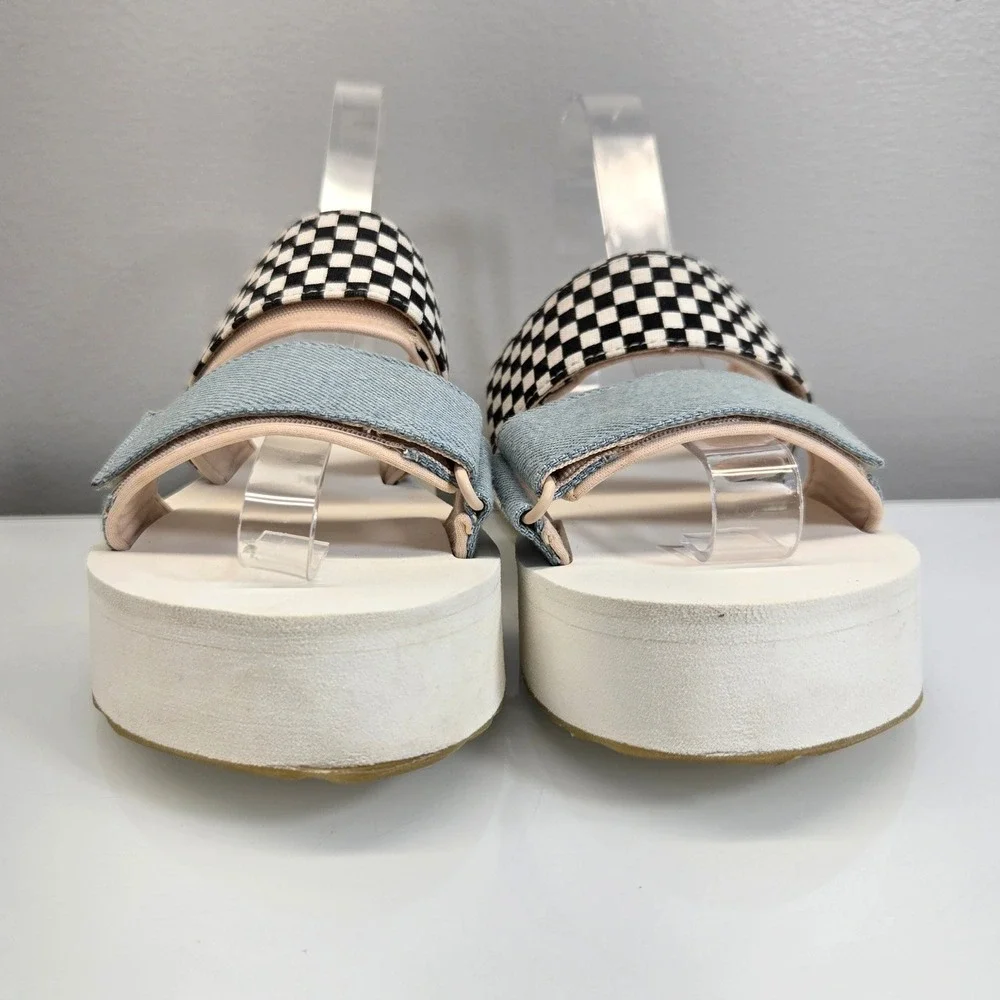 Vans Cayucas Sandals Womens Size 8 Mega Platform Checker Denim Blue UltraCush